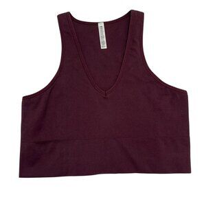 Athleta Womens Plus Size 1X Wine V-Neck Sleeveless Ribbed Cropped Tank‎ Top